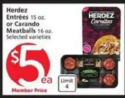 Albertsons Herdez Entrées or Carando Meatballs offer