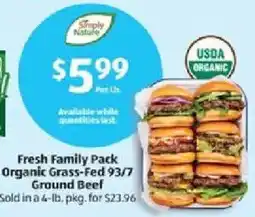 Aldi Simply Nature Organic Grass-Fed Ground Beef offer