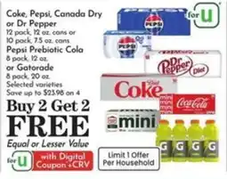 Pavilions Coke, Pepsi, Canada Dry or Dr Pepper offer