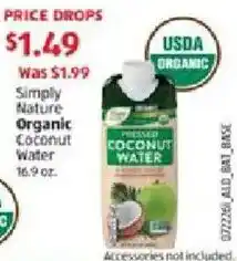 Aldi Simply Nature Organic Coconut Water offer