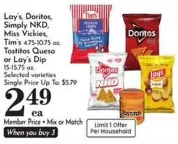 Pavilions Lay's, Doritos, Simply NKD, Miss Vickies, Tim's or Tostitos offer