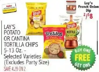 Ingles Markets Lay's potato or cantina tortilla chips offer