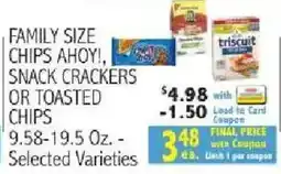 Ingles Markets Family Size Chips Ahoy, Snack Crackers or Toasted Chips offer