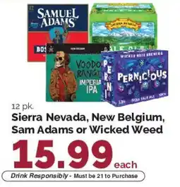 Harris Teeter Sierra Nevada, New Belgium, Sam Adams or Wicked Weed offer