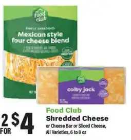 Big Y Food Club Shredded Cheese or Cheese Bar or Sliced Cheese offer