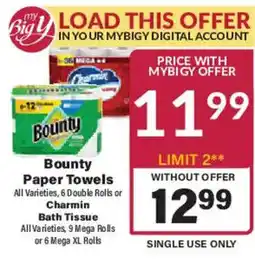 Big Y Bounty Paper Towels offer