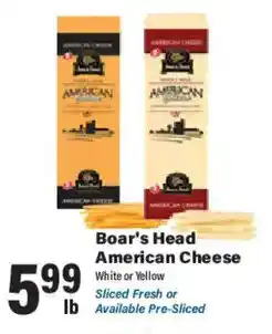 Big Y Boar's Head American Cheese offer