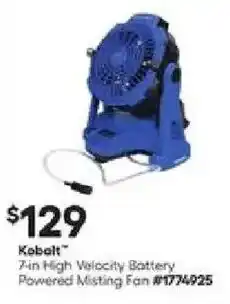 Kobalt 7-in High Velocity Battery Powered Misting Fan