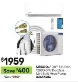 Lowe's Mrcool diy 5th gen 12000-btu ductless mini split heat pump offer