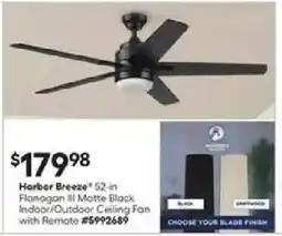 Lowe's Harbor Breeze 52-in Flanagan II Matte Black Indoor/Outdoor Ceiling Fan offer