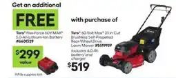 Lowe's Toro 60-Volt Max 21-in Cut Brushless Self-Propelled Rear-Wheel Drive Lawn Mower offer