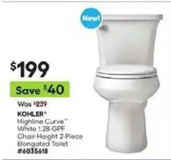 Lowe's Kohler highline curve white 1.28-gpf chair-height 2-piece elongated toilet offer