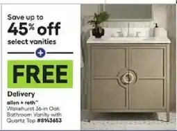 Lowe's Allen + Roth Wakehurst 36-in Oak Bathroom Vanity with Quartz Top offer