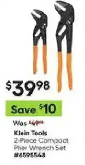 Lowe's Klein Tools 2-Piece Compact Plier Wrench Set offer