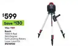 Lowe's Bosch 1000-ft Red 360-Degree Self-Leveling Rotary Laser Level Kit offer