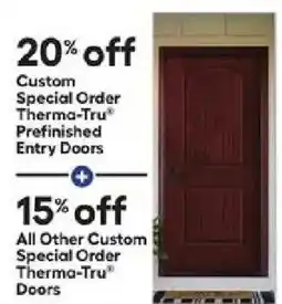 Lowe's Custom Special Order Therma-Tru Prefinished Entry Doors offer