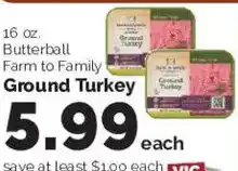 Harris Teeter Butterball Farm to Family Ground Turkey offer