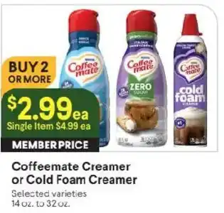 Raley's Coffee mate Creamer or Cold Foam Creamer offer