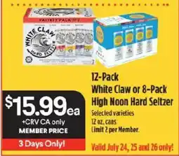 Raley's White Claw or High Noon Hard Seltzer offer