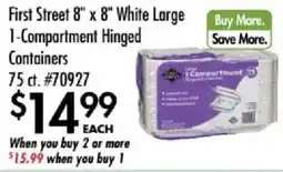 Smart & Final First Street 8" x 8" white large 1-compartment hinged containers offer