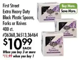 Smart & Final First Street extra heavy duty black plastic spoons, forks or knives offer