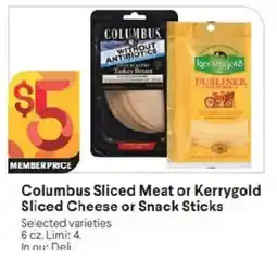 Raley's Columbus Sliced Meat or Kerrygold Sliced Cheese or Snack Sticks offer