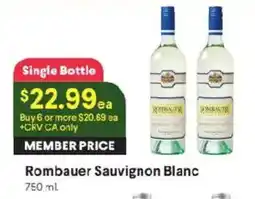 Raley's Rombauer Sauvignon Blanc offer