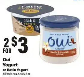 Big Y Oui Yogurt or Ratio Yogurt offer