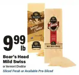 Big Y Boar's Head Mild Swiss or Vermont Cheddar offer