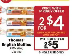 Big Y Thomas' English Muffins offer