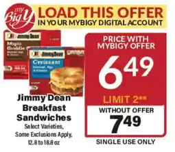 Big Y Jimmy Dean Breakfast Sandwiches offer