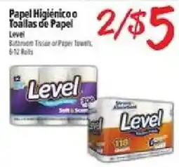 El Super Level bathroom tissue or paper towels offer