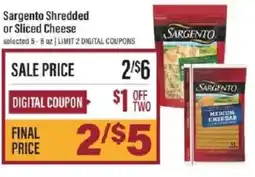 Lowes Foods Sargento shredded or sliced cheese offer