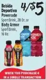 El Super Bebida Deportiva Powerade Sport Drink or Body Armor Sport Drink offer