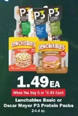 Schnucks Lunchables Basic or Oscar Mayer P3 Protein Packs offer