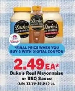 Schnucks Duke's Real Mayonnaise or BBQ Sauce offer