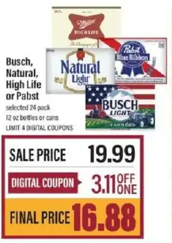 Lowes Foods Busch, Natural, High Life or Pabst offer