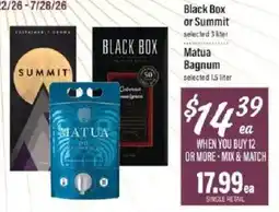 Lowes Foods Black Box or Summit Matua Bagnum offer