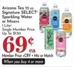 Pavilions Arizona Tea Signature Select Sparkling Water or Mixers offer