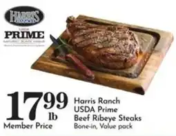 Pavilions Harris Ranch USDA Prime Beef Ribeye Steaks offer