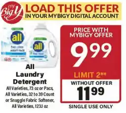 Big Y All Laundry Detergent offer