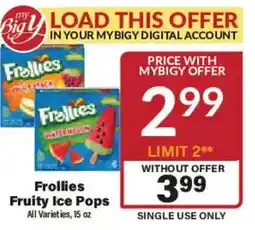 Big Y Frollies Fruity Ice Pops offer