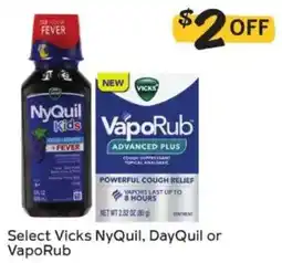 Winn Dixie Select Vicks NyQuil, DayQuil or VapoRub offer