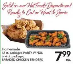 Pete's Fresh Market Homemade 12 ct. packaged PARTY WINGS or 6 ct. packaged BREADED CHICKEN TENDERS offer