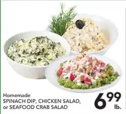 Pete's Fresh Market Homemade SPINACH DIP, CHICKEN SALAD, or SEAFOOD CRAB SALAD offer