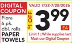 Pete's Fresh Market Fiora 6 pk. dbl. rolls PAPER TOWELS offer