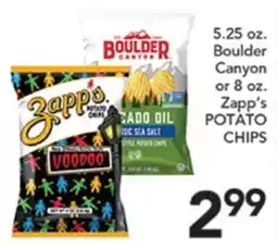 Pete's Fresh Market 5.25 oz. Boulder Canyon or 8 oz. Zapp's POTATO CHIPS offer
