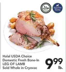 Pete's Fresh Market Halal USDA Choice Domestic Fresh Bone-In LEG OF LAMB offer