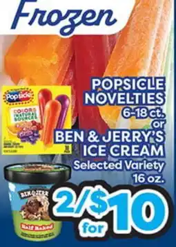 Torres Supermercado POPSICLE NOVELTIES 6-18 ct. OR BEN & JERRY'S ICE CREAM Selected Variety 16 oz offer