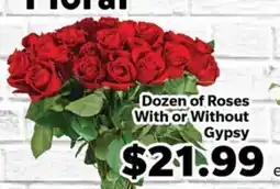 Living Fresh Market Dozen of Roses With or Without Gypsy offer